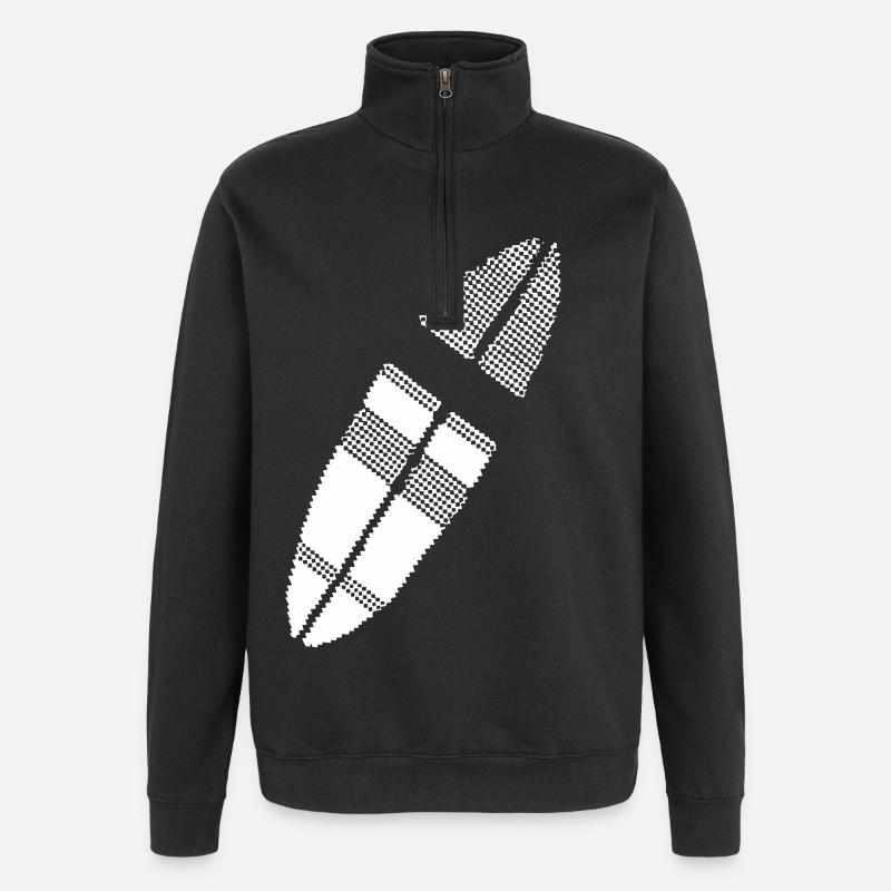 Surfboard Pixel Graphic - Quarter-Zip Sweatshirt - black