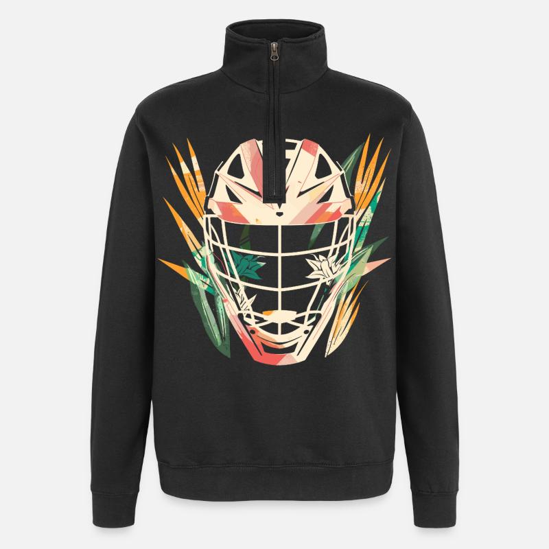 Lacrosse Helm Cartoon - Quarter-Zip-Sweatshirt - Schwarz