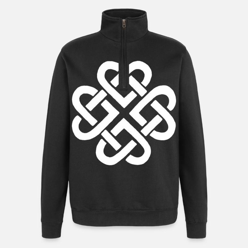 Fleur et coeurs blancs - Sweat à zip 1/4 - noir