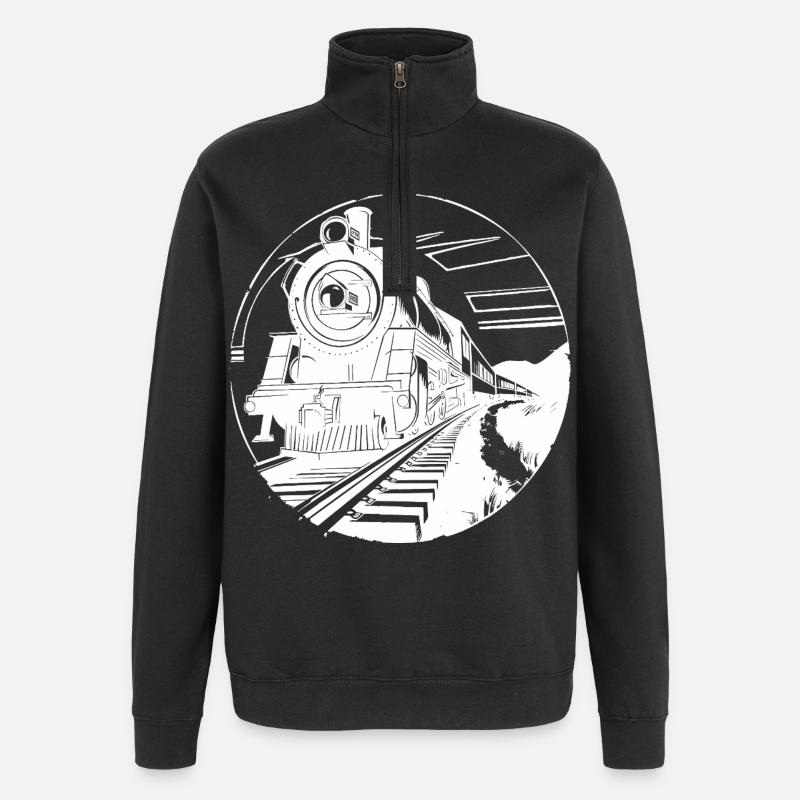 Graphique ferroviaire - Sweat à zip 1/4 - noir