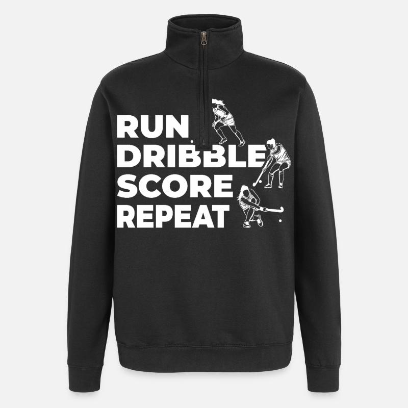 Feldhockeyspieler - Quarter-Zip-Sweatshirt - Schwarz