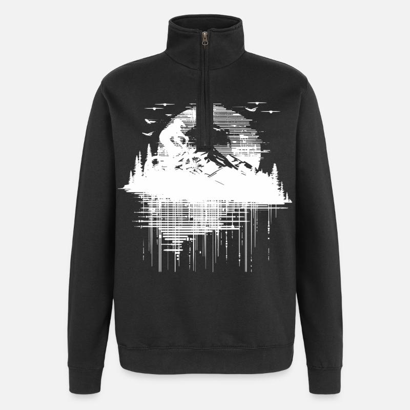 Mountainbiking Zeichnung - Quarter-Zip-Sweatshirt - Schwarz