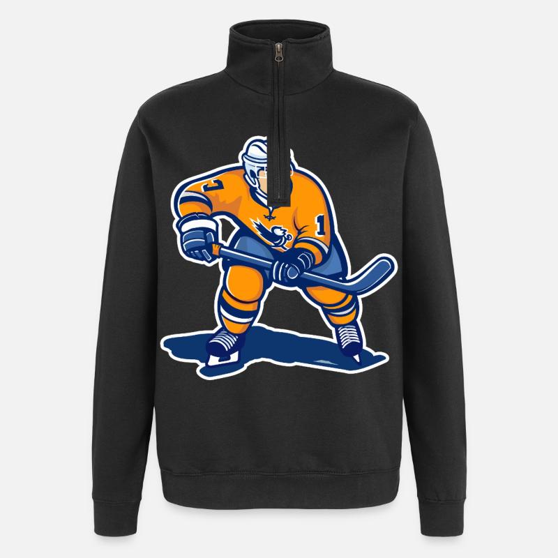 Hockey Player Graphic - Quarter-Zip Sweatshirt - black