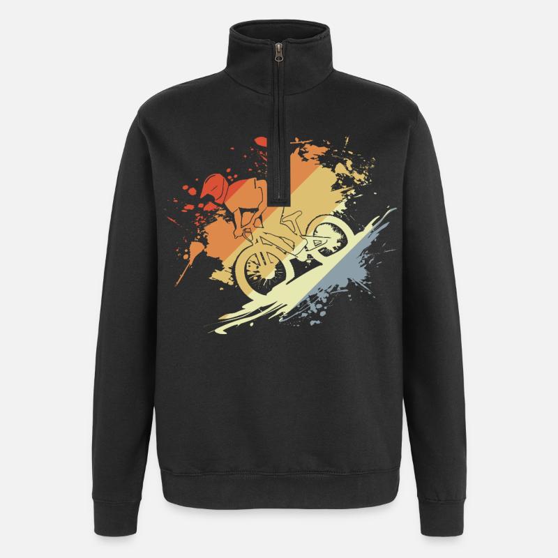 Mountain Biking Sketch Retro - Quarter-Zip Sweatshirt - black