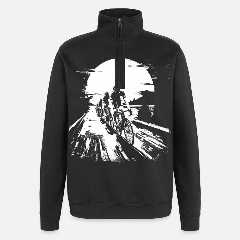 Road Cyclist Sketch - Quarter-Zip Sweatshirt - black