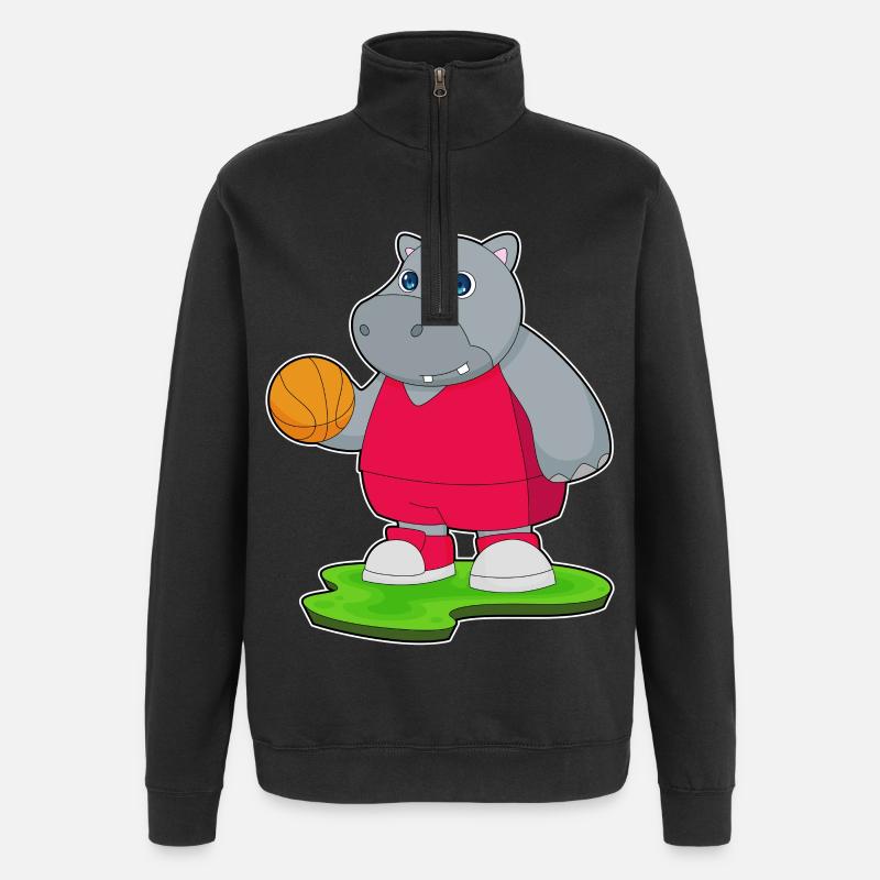 Hippopotame Basketteur Basketteur - Sweat à zip 1/4 - noir