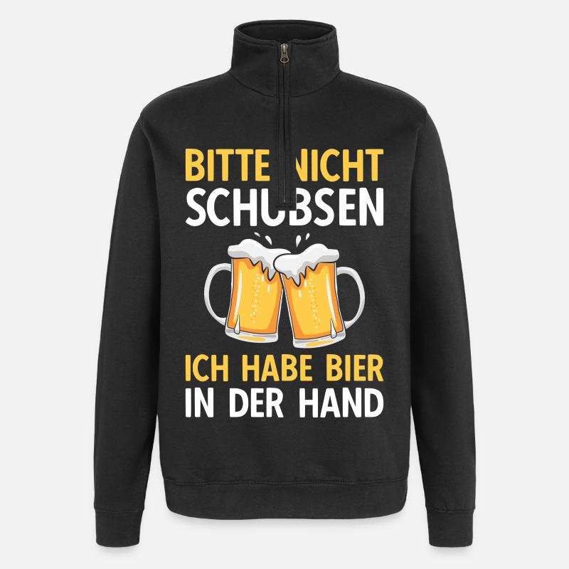 Bier Bitte nicht schubsen - Quarter-Zip-Sweatshirt - Schwarz