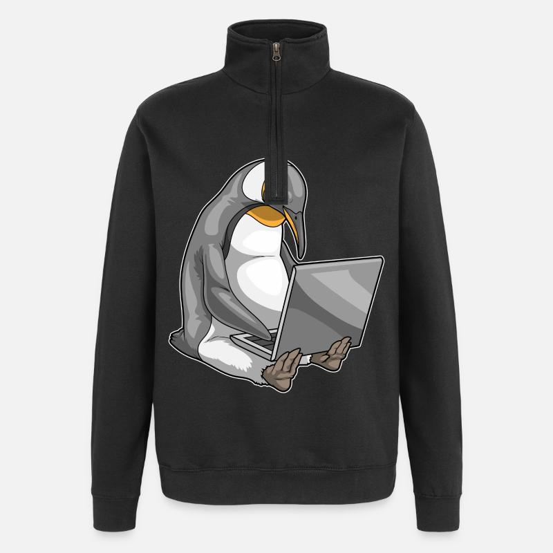 Penguin Laptop - Quarter-Zip Sweatshirt - black