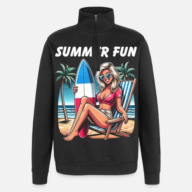 Été Plage Haute Couture - Sweat à zip 1/4 - noir