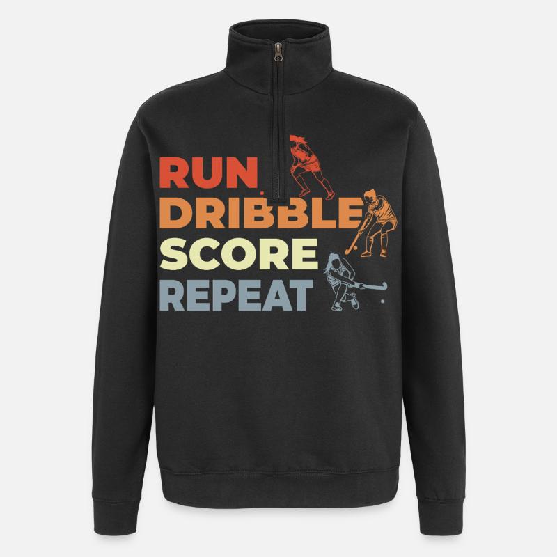 Courir, dribbler, marquer, répéter - Sweat à zip 1/4 - noir