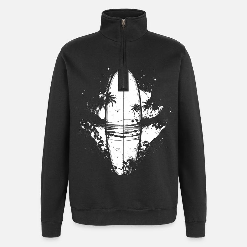 Croquis de planche de surf - Sweat à zip 1/4 - noir