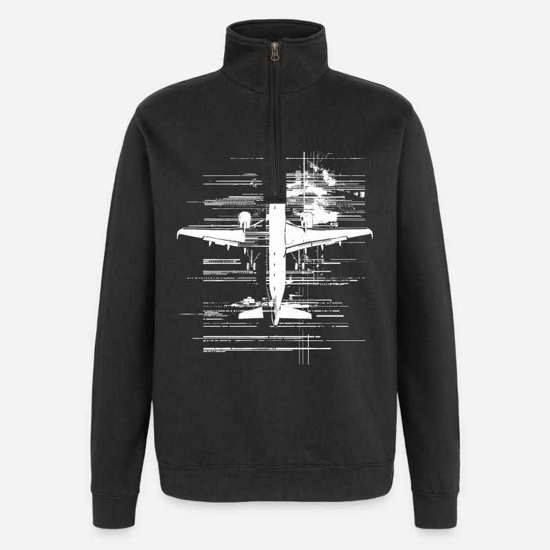 Dessin d’avion - Sweat à zip 1/4 - noir