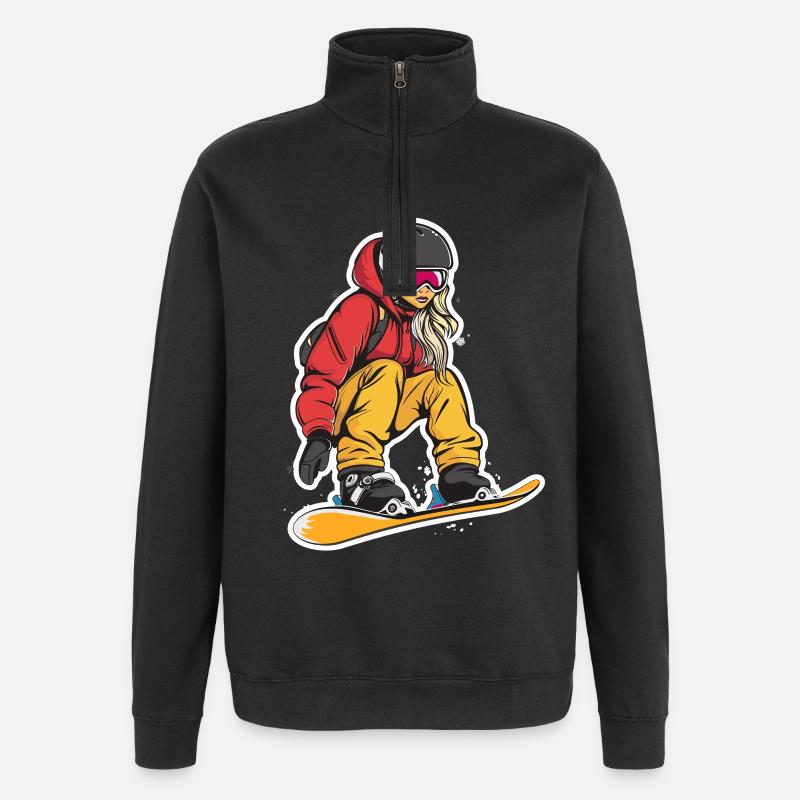 Graphique du snowboarder - Sweat à zip 1/4 - noir
