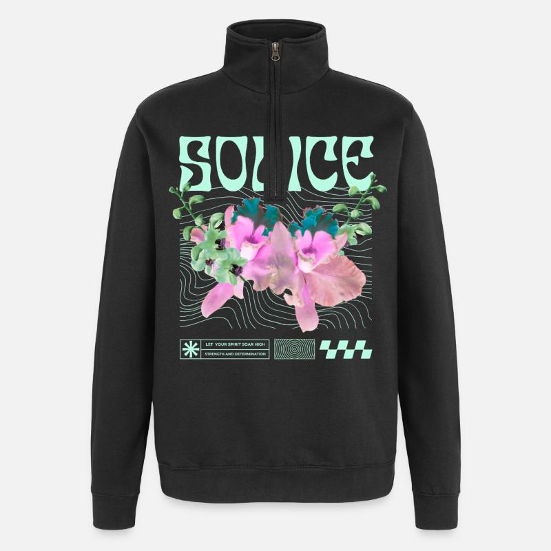 Solice – Botanical Tranquility - Quarter-Zip Sweatshirt - black