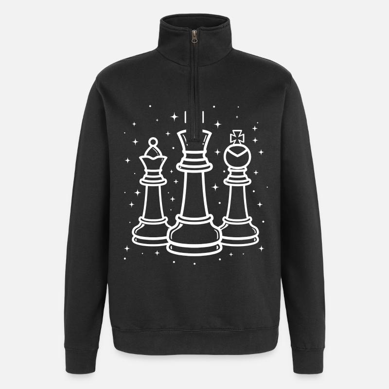 Chess Pieces Stroke Sketch - Quarter-Zip Sweatshirt - black