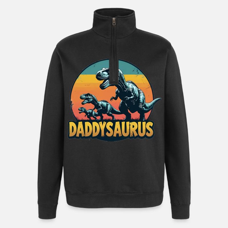 Daddysaurus - Sweat à zip 1/4 - noir