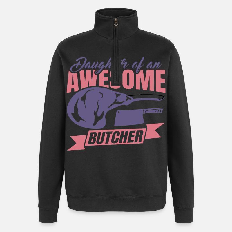 Tochter eines Metzgers - Quarter-Zip-Sweatshirt - Schwarz