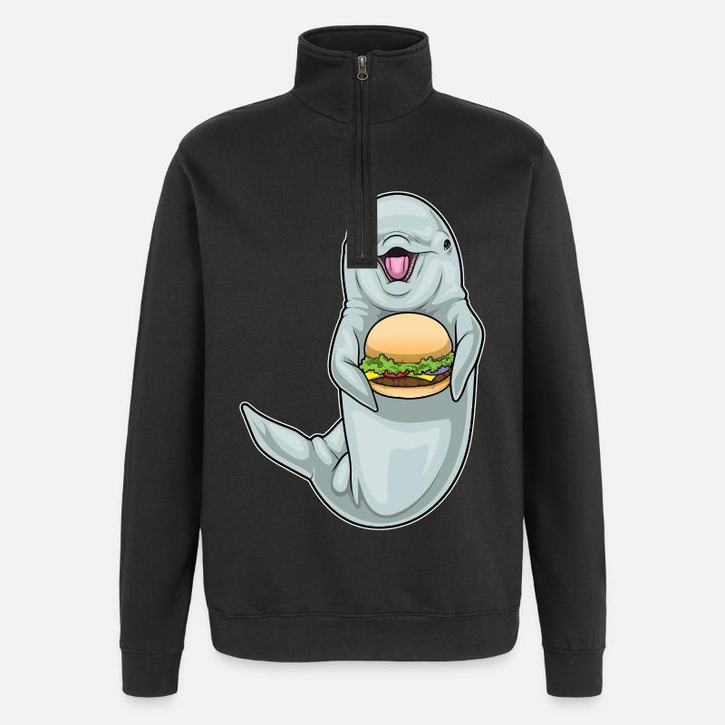 Dolphin Cheeseburger - Quarter-Zip Sweatshirt - black