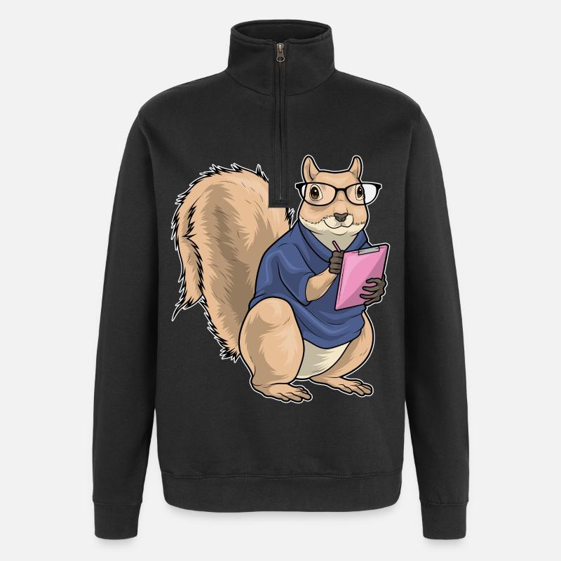 Lunettes Secrétaire Écureuil - Sweat à zip 1/4 - noir