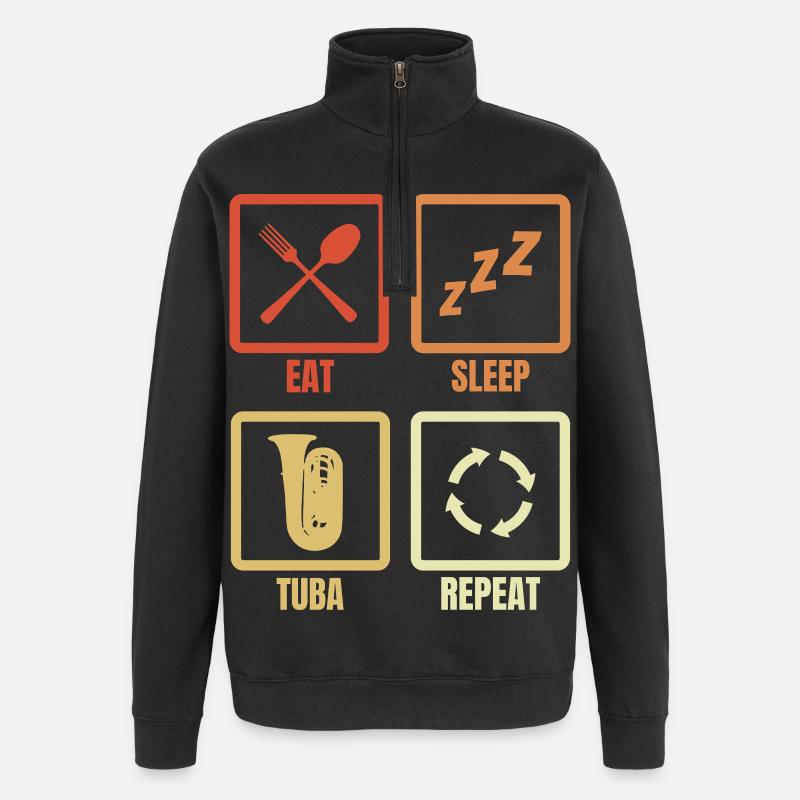 Eat Sleep Tuba Repeat - Quarter-Zip-Sweatshirt - Schwarz