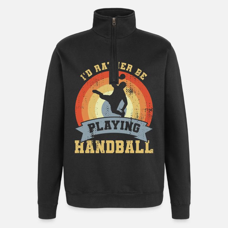 Handballer Spruch Retro Look - Quarter-Zip-Sweatshirt - Schwarz