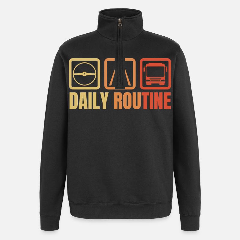 Bus driver daily routine - Quarter-Zip Sweatshirt - black