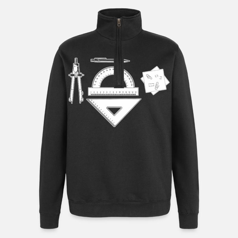 Graphique d’architecte - Sweat à zip 1/4 - noir