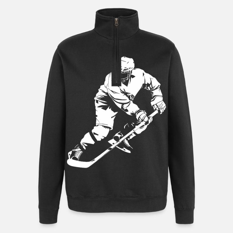 Eishockeyspieler Zeichnung - Quarter-Zip-Sweatshirt - Schwarz