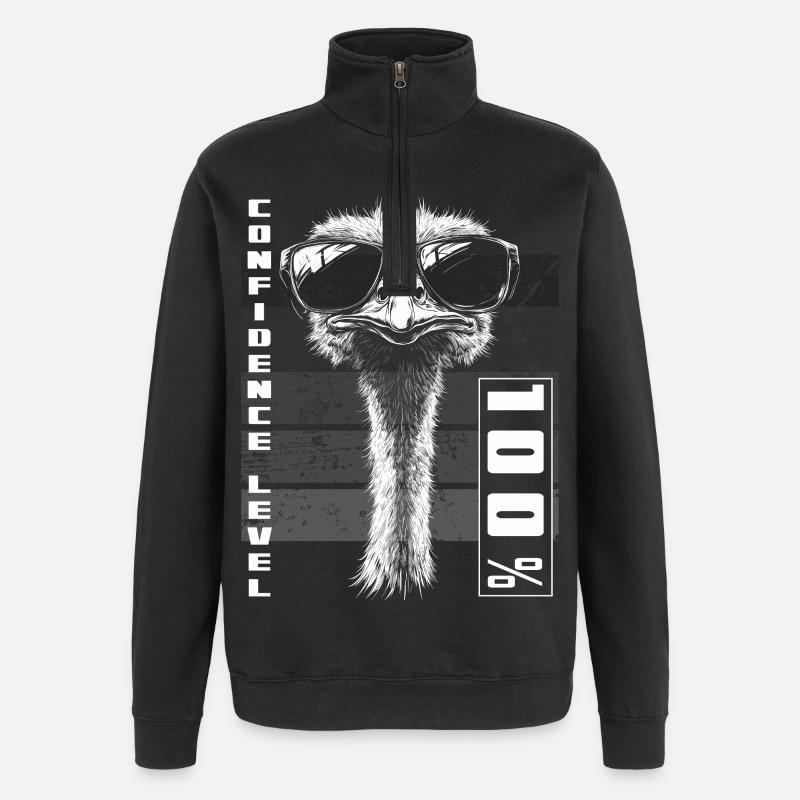 Vogel Strauß Sonnenbrille Selbstbewusst Geschenk - Quarter-Zip-Sweatshirt - Schwarz