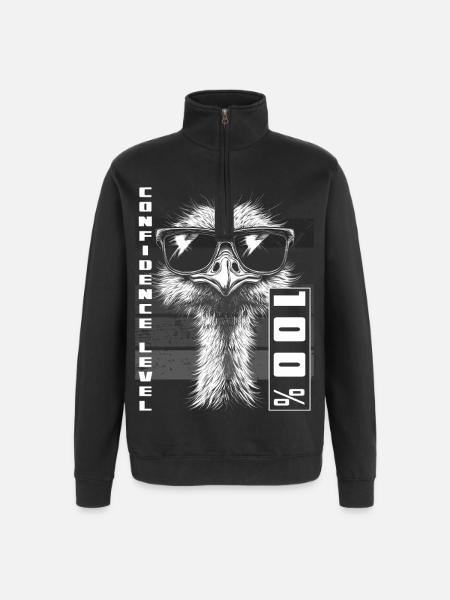 Confident Ostrich Bird Sunglasses Gift - Quarter-Zip Sweatshirt - black