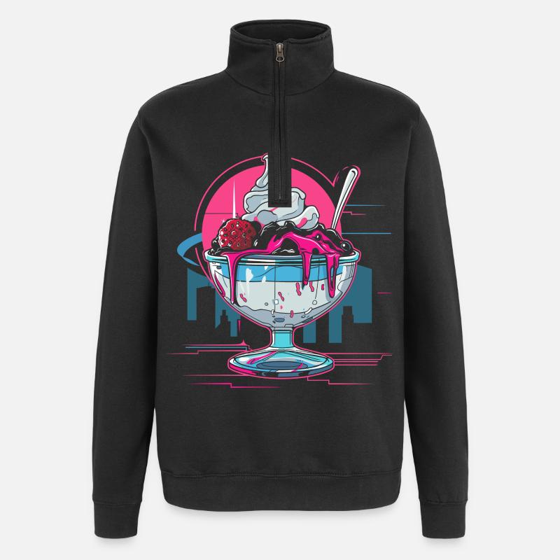 Eisbecher Retrowave - Quarter-Zip-Sweatshirt - Schwarz