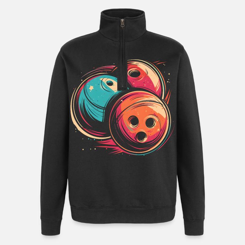 Bowling Balls Synthwave - Quarter-Zip Sweatshirt - black