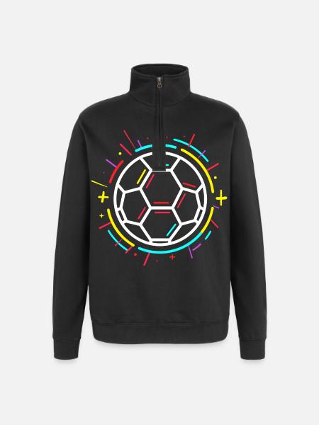 Soccer Ball Drawing - Quarter-Zip Sweatshirt - black
