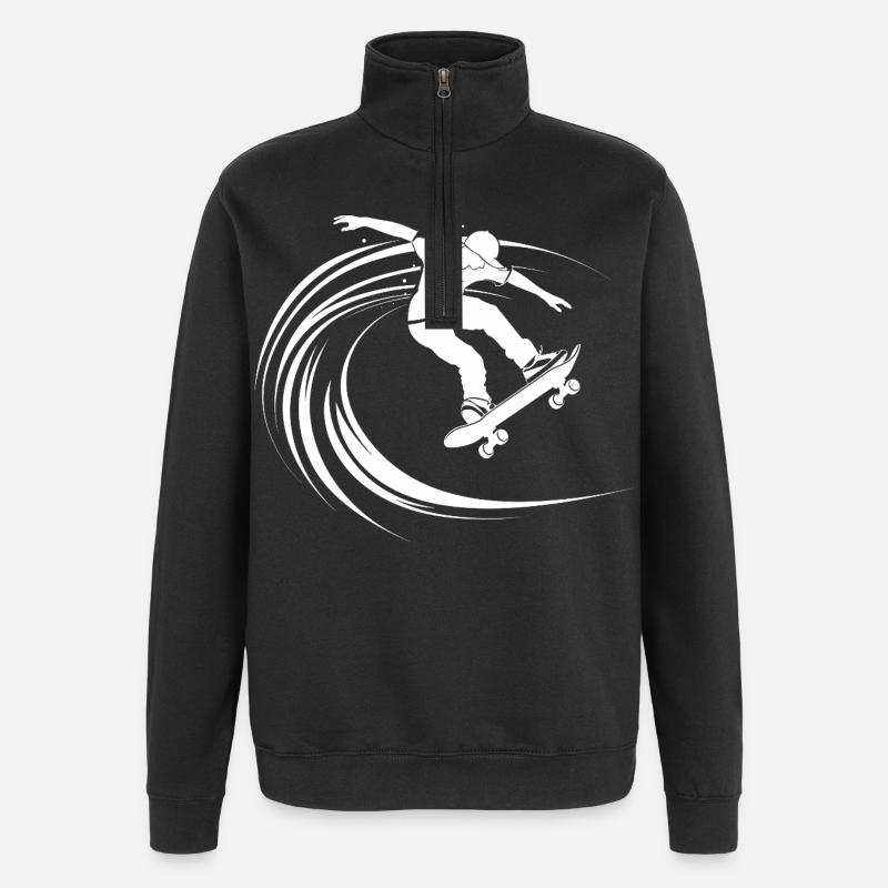 Dessin de skateur - Sweat à zip 1/4 - noir