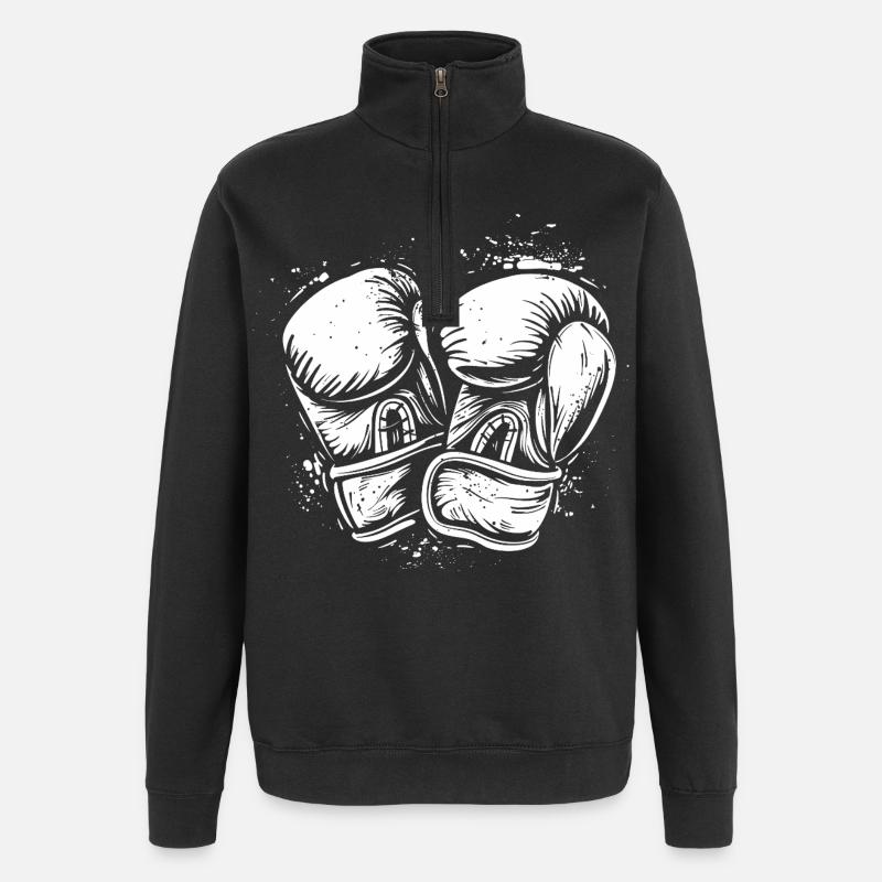 Dessin de gants de boxe - Sweat à zip 1/4 - noir