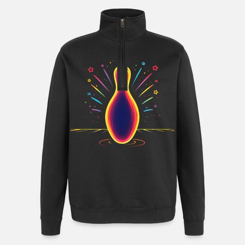 Bowling Synthwave - Sweat à zip 1/4 - noir