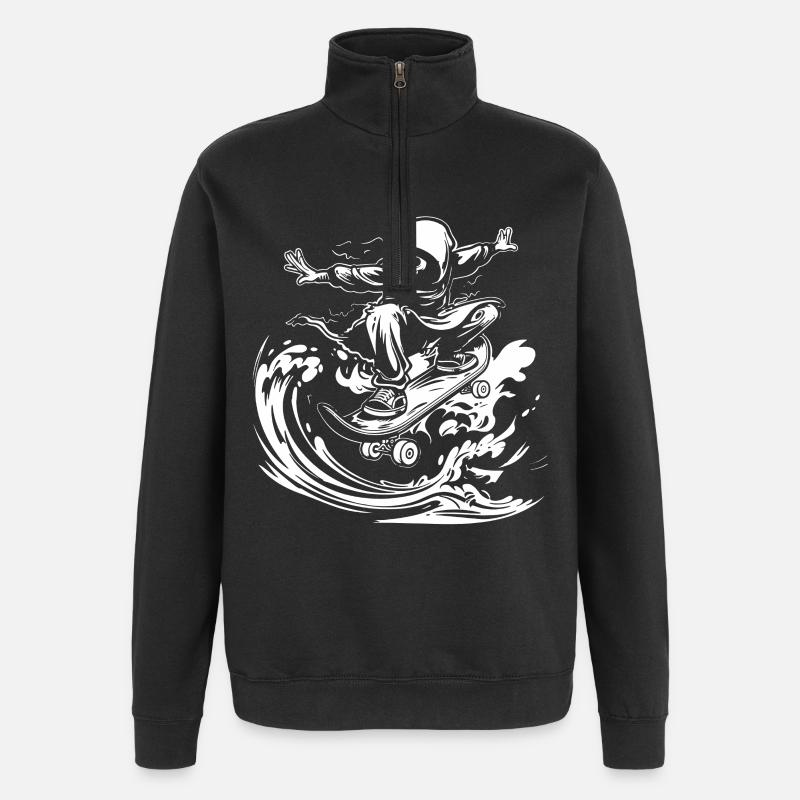 Bande dessinée de skateboard - Sweat à zip 1/4 - noir