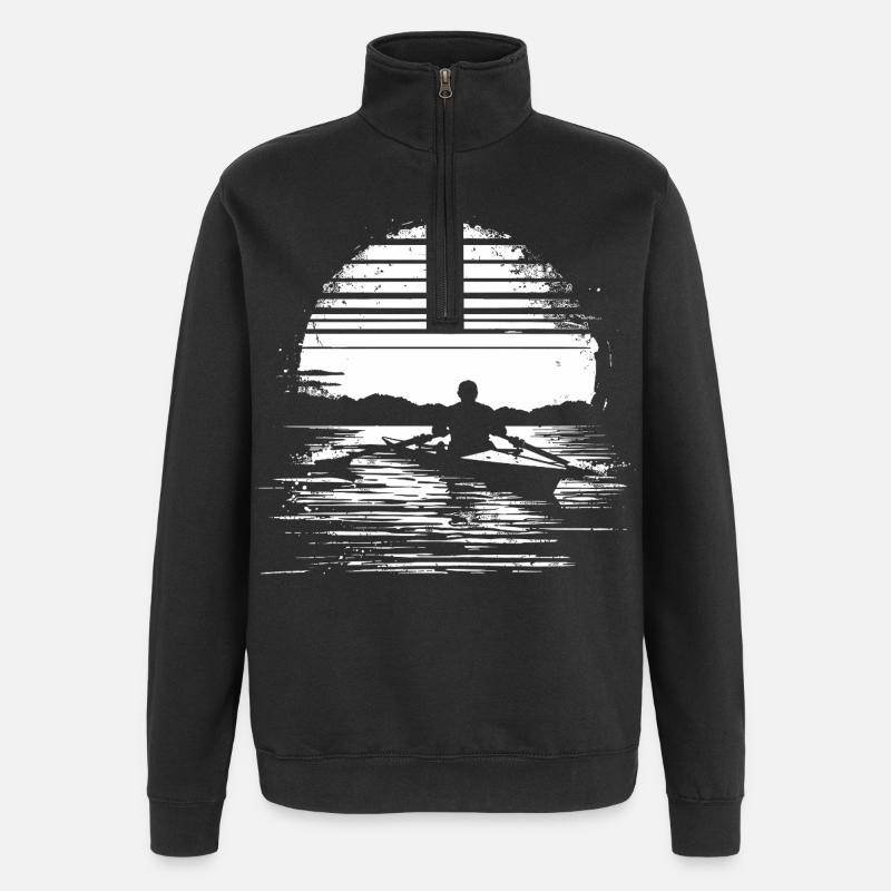Rudern Skizze - Quarter-Zip-Sweatshirt - Schwarz