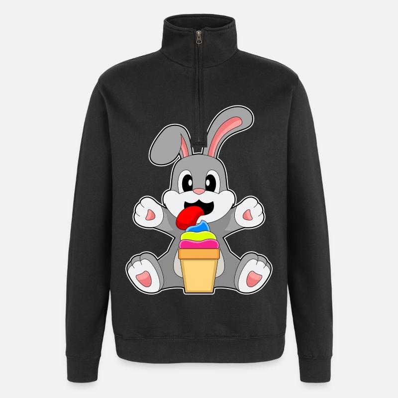 Hase Cupcake - Quarter-Zip-Sweatshirt - Schwarz