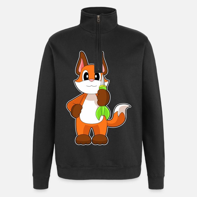 Fléchette renard - Sweat à zip 1/4 - noir