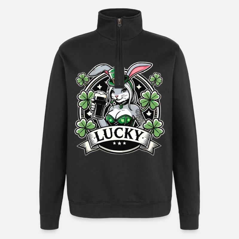 Saint-Patrick Bunny Bunny Bière Happy - Sweat à zip 1/4 - noir