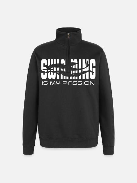 swimming is my passion - Quarter-Zip Sweatshirt - black