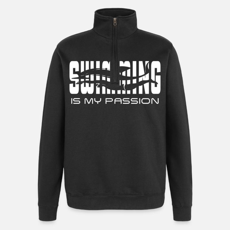 swimming is my passion - Quarter-Zip Sweatshirt - black