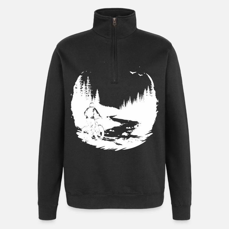 Mountainbiken - Quarter-Zip-Sweatshirt - Schwarz
