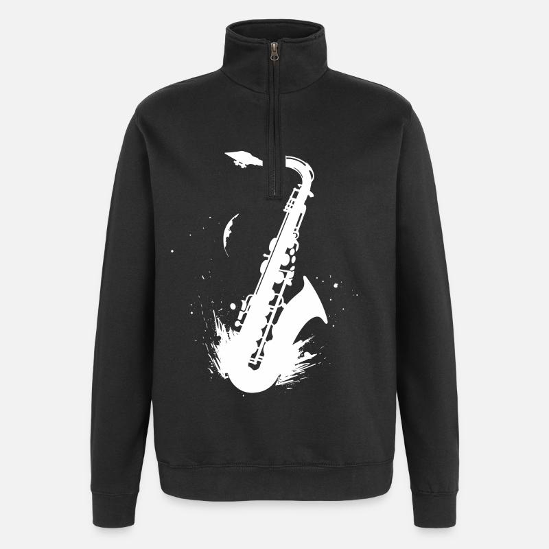 Graphisme pour saxophone - Sweat à zip 1/4 - noir
