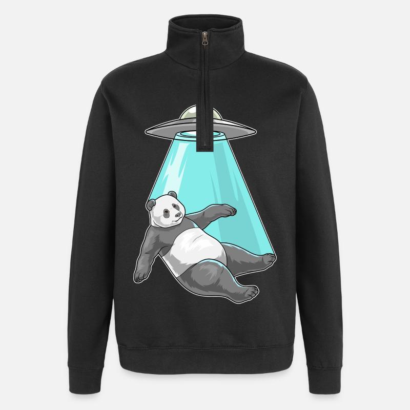 Vaisseau spatial Panda - Sweat à zip 1/4 - noir