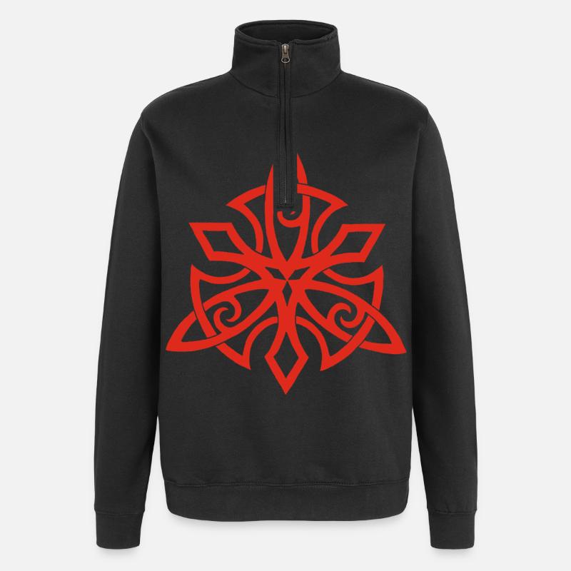Ailes vikings rouges - Sweat à zip 1/4 - noir