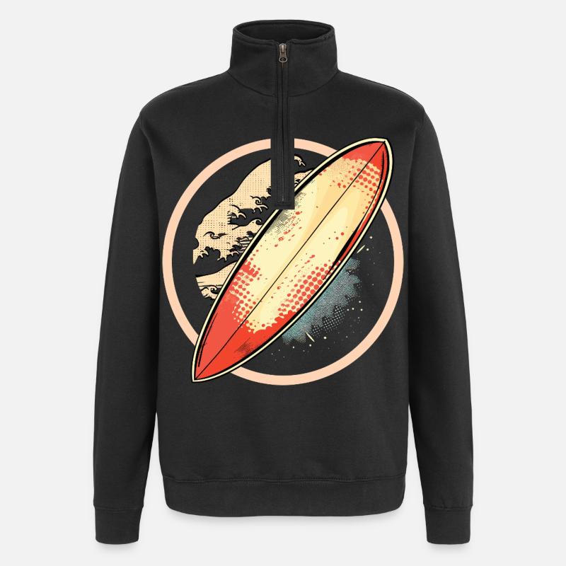 Surfboard Graphics - Quarter-Zip Sweatshirt - black