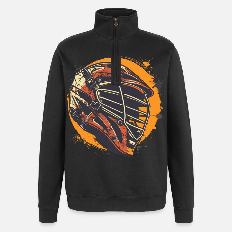 Lacrosse Helm Grafik - Quarter-Zip-Sweatshirt - Schwarz