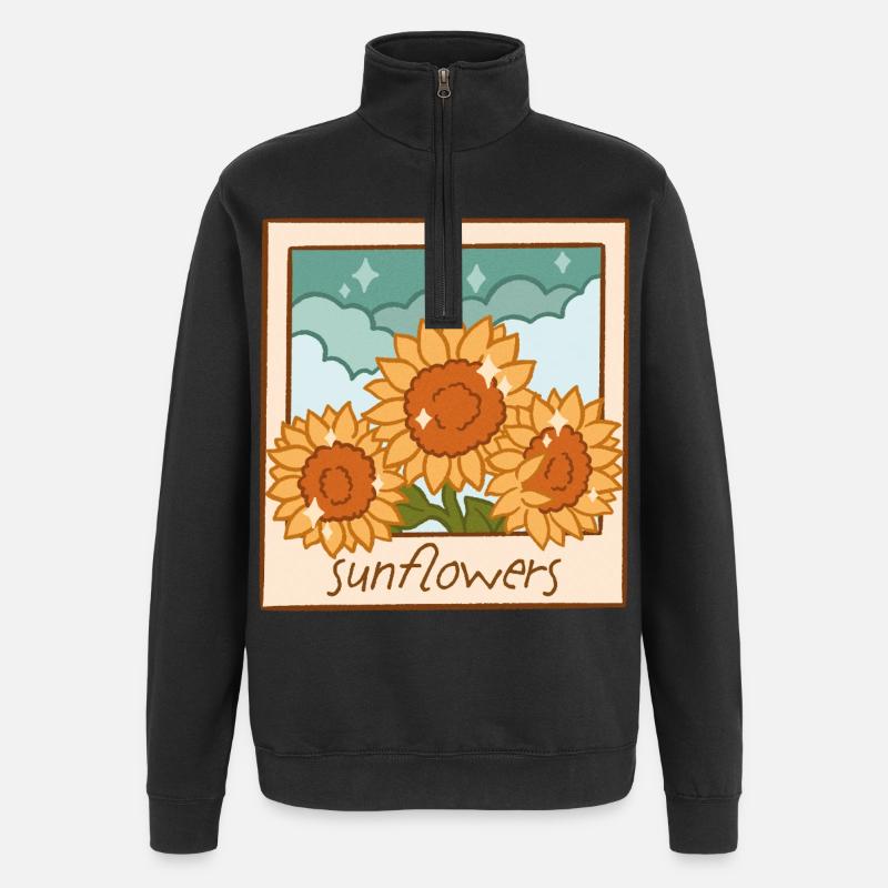 Conception de photo instantanée de tournesol - Sweat à zip 1/4 - noir